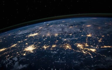 Night lights twinkle from cities on Earth s surface viewed from the cosmos