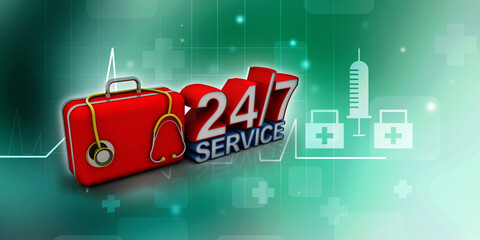 3d illustration 24H hospital service