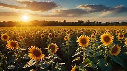 Fields of Sunshine Blooming Sunflower Meadow