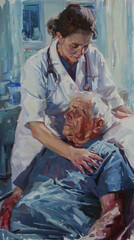 Nurse caring for elderly patient, International Nurses Day, hospital care, dedication and skills.