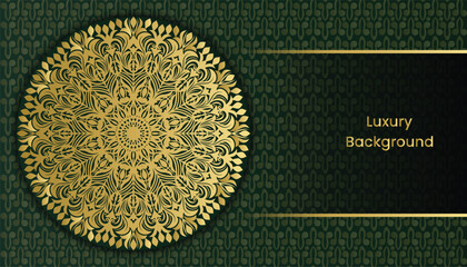 Decorative golden floral ornamental mandala design background. Arabesque style greeting and invitation card. Decoration, Decorative, Ornament, Ornamental, India, Indian, invitation, Wedding,  © nhjenny