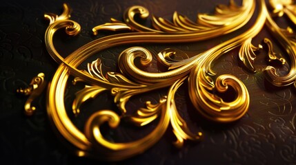Detailed close up view of a gold ornament. Ideal for luxury and jewelry concepts