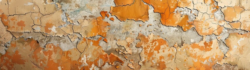 Flat, Aged Wall Texture with Peeling Paint and Weathered Wood Grain for Rustic Backgrounds