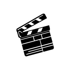 Movie clapperboard doodle icon. The board clap to start the video clip scene.