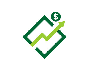 Arrow up and dollar incorporating vector logo