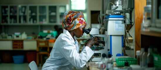 scientist or researcher working in a center in Africa © carballo