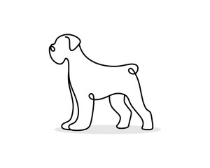 Dog in one line art vector logo