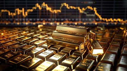 Stock analysis, gold trading charts on money market growth, financial business