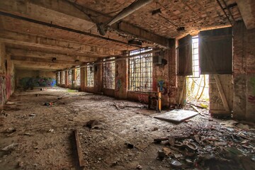HDR indoor shot of abandoned factory hall in Germany