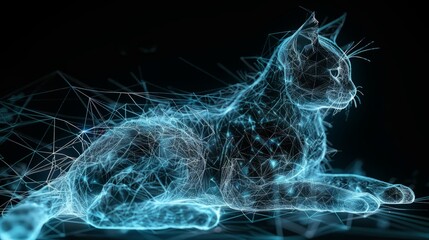 Holographic blue futuristic technology particle background