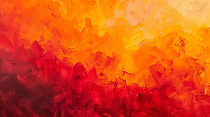 Abstract form of a summer evening in gouache, with vibrant red and sunset orange.
