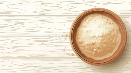 Bowl of buckwheat flour on white wooden background