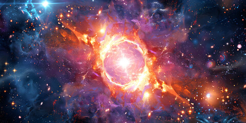 Cosmic upheavals Midjourney visuals portraying , A space galaxy background with a celestial alignment of planets.