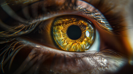 Diving into the human soul through an extreme close-up of a detailed and colorful iris texture