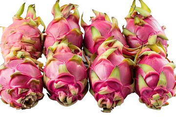 Images of dragon fruits embellished on a solitary white backdrop. Generative AI