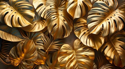 Vibrant and Sophisticated Golden Monstera Leaves Arrangement