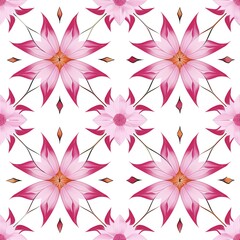 Pink Summer Flowers in a Symmetrical Pattern Print