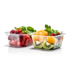 Healthy fresh green vegetable and food plastic container