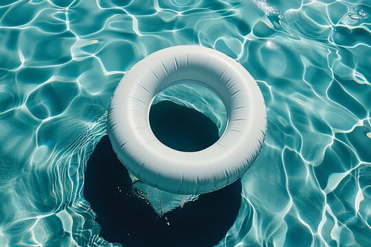 Summer inflatable float mockup in pool. Generative AI