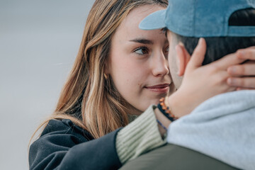 portrait young couple on the street