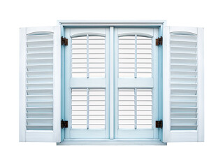 a white window with shutters
