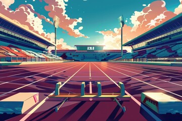 A stadium with rows of empty seats. Ideal for sports events or concerts