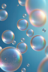 Iridescent holographic floating liquid blobs, soap bubbles or metaballs.