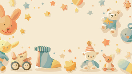 Children toys and booties on beige background Vector