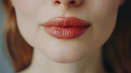 Fototapeta premium Close up of a woman's lips with vibrant red lipstick, perfect for beauty and fashion concepts