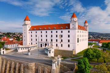 Wonderful impression of Bratislava castle (Slovakia) on spring morning