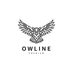 Owl logo design with modern line art vector illustration
