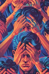 Fototapeta premium Group of people hiding faces, can be used for anonymity concept