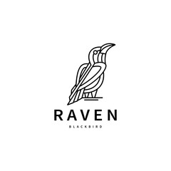 Fototapeta premium black bird raven logo design illustration 2