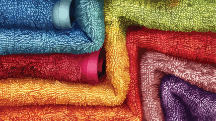 Color terry towels as background closeup Vector styl