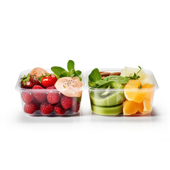 Healthy fresh green vegetable and food plastic container
