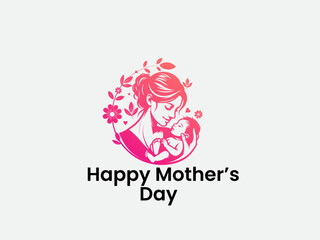 Happy Mother's Day design with mother and child. Mother care logo design. Mother's Day. Icon. Baby. Illustration design. Love mother.