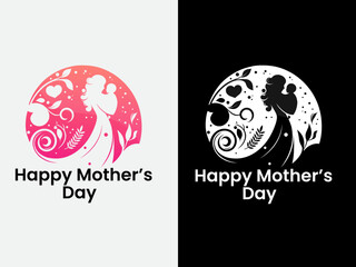 Mother care logo design. Mother's Day. Happy Mother's Day design with mother and child. Icon. Baby. Illustration design. Love mother.