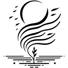 Fototapeta premium A gust of wind. Logo. Sun.