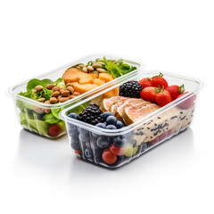 Healthy fresh green vegetable and food plastic container