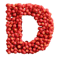 Alphabet made of red apples, letter d