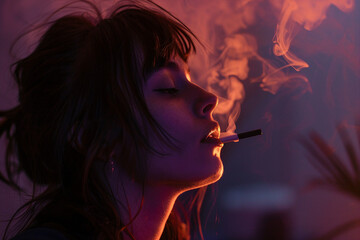 Fototapeta premium Vibrant vape artwork smoking e-cig concept unhealthy habit Generative AI illustration