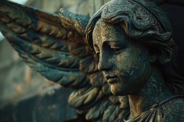 Obraz premium A close-up shot of a beautiful angel statue. Perfect for religious or spiritual designs