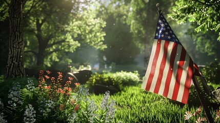 USA Memorial Day with American Flag 8K Realistic