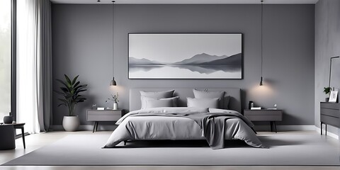 Banner with minimalist spacious bedroom Contemporary white interior idea
