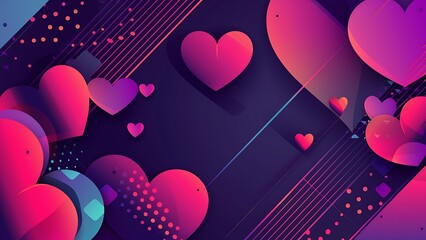 ultra modern love background wallpaper. colorful, geometric shapes. minimalistic, flat, no shadow, no small details, Vector style