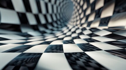 A checkered pattern is shown in a spiral