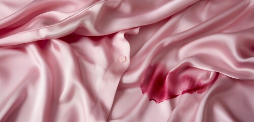 A delicate, pink silk blouse, its fabric marred by a subtle yet noticeable red wine stain.