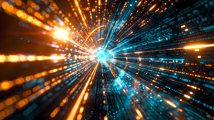 Fototapeta premium Cyber Stream: Racing Through Data