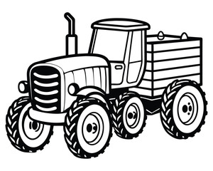 Hand Drawn Tractor for Farm on White Background