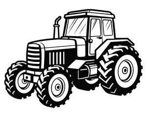 Hand Drawn Tractor for Farm on White Background
